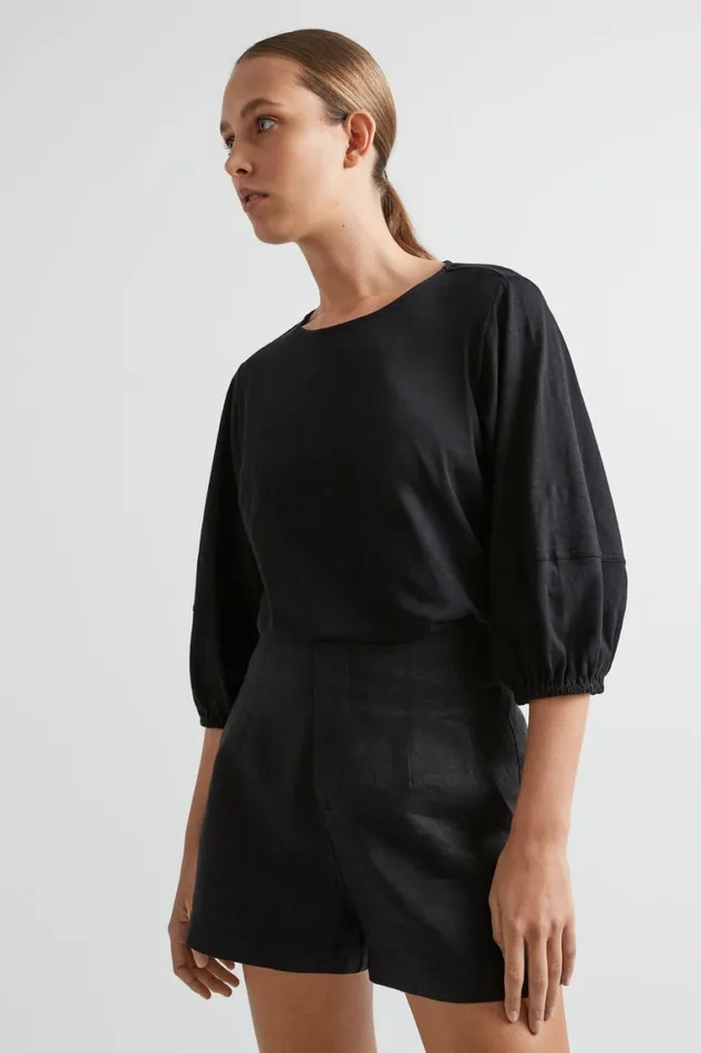 Seed Heritage TShirts and Tops Balloon Sleeve Slub Top Black 8211 Woman