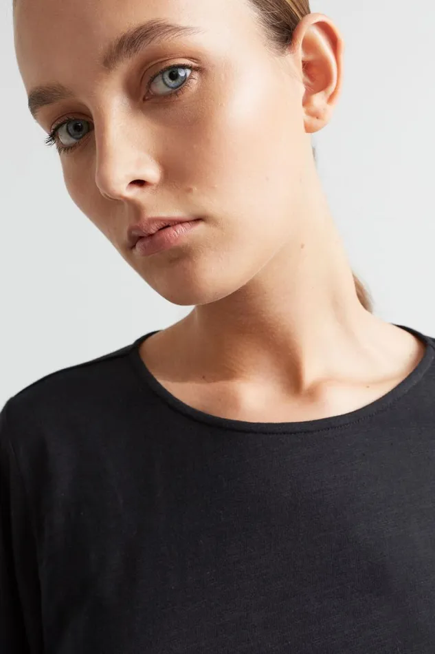 Seed Heritage TShirts and Tops Balloon Sleeve Slub Top Black 8211 Woman