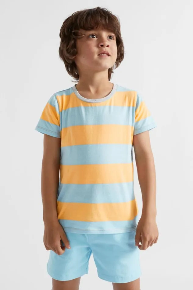 Seed Heritage TShirts and Tops Block Stripe Tee Ocean Blue 8211 Boy