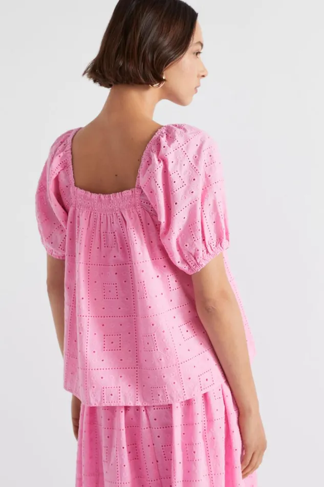 Seed Heritage TShirts and Tops Broderie Square Neck Top Pink Gin 8211 Woman