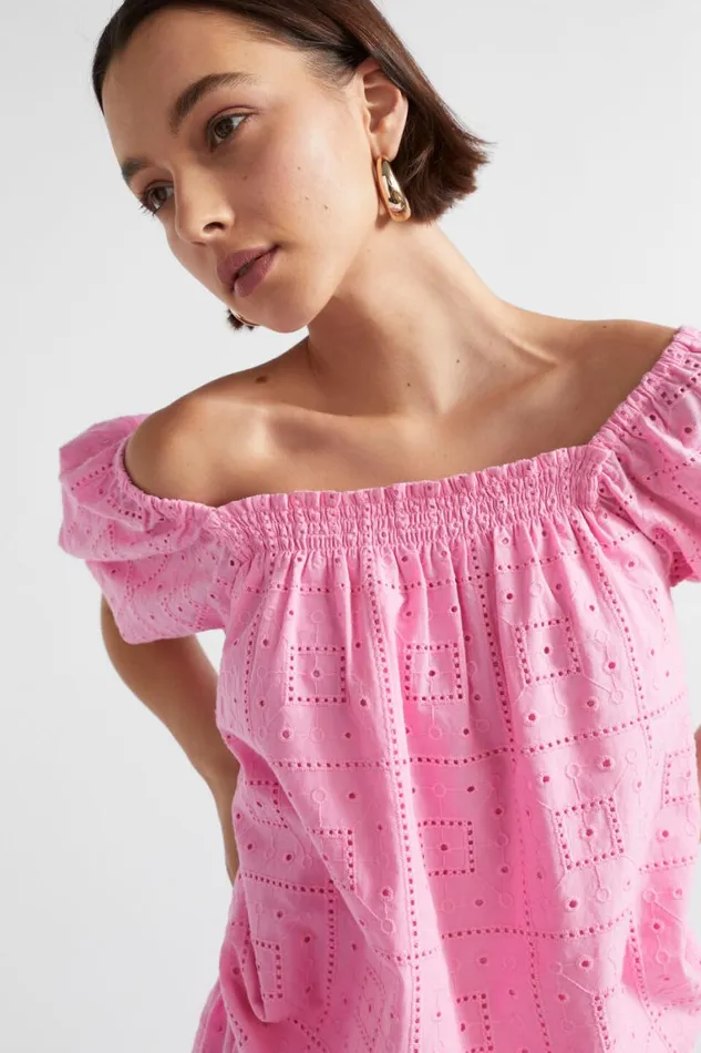 Seed Heritage TShirts and Tops Broderie Square Neck Top Pink Gin 8211 Woman