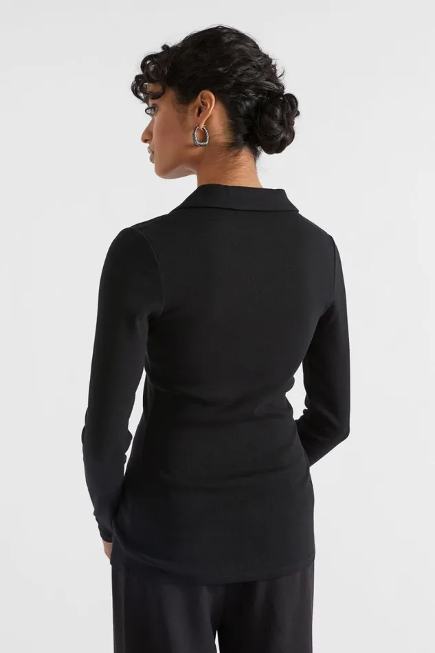 Seed Heritage TShirts and Tops Button Down Polo Top Black 8211 Woman