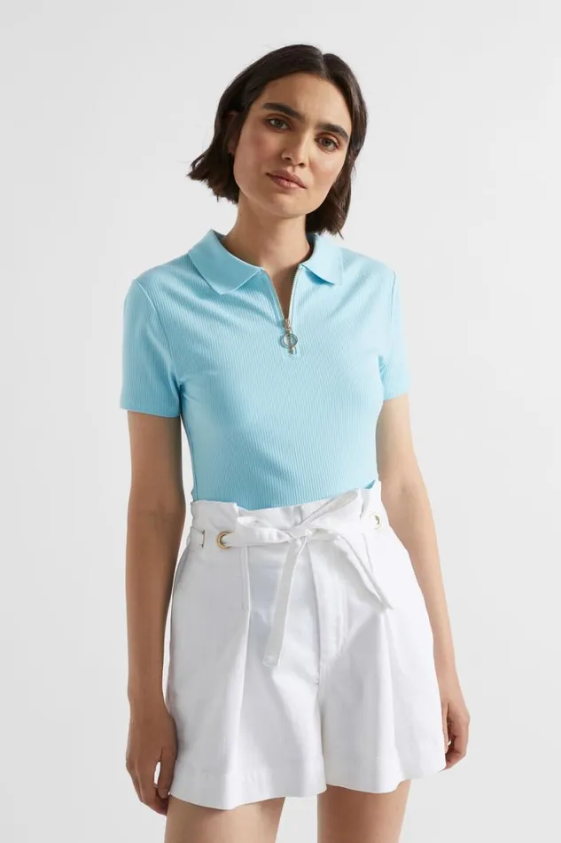 Seed Heritage TShirts and Tops Collared Zip Thru Top Shimmer Blue 8211 Woman Seed Heritage TShirts and Tops Collared Zip Thru Top Shimmer Blue 8211 Woman