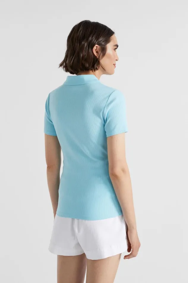 Seed Heritage TShirts and Tops Collared Zip Thru Top Shimmer Blue 8211 Woman