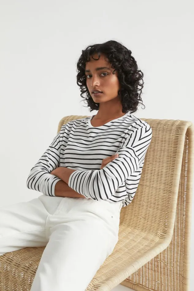 Seed Heritage TShirts and Tops Core Asymmetrical Top Mono Stripe 8211 Woman Seed Heritage TShirts and Tops Core Asymmetrical Top Mono Stripe 8211 Woman