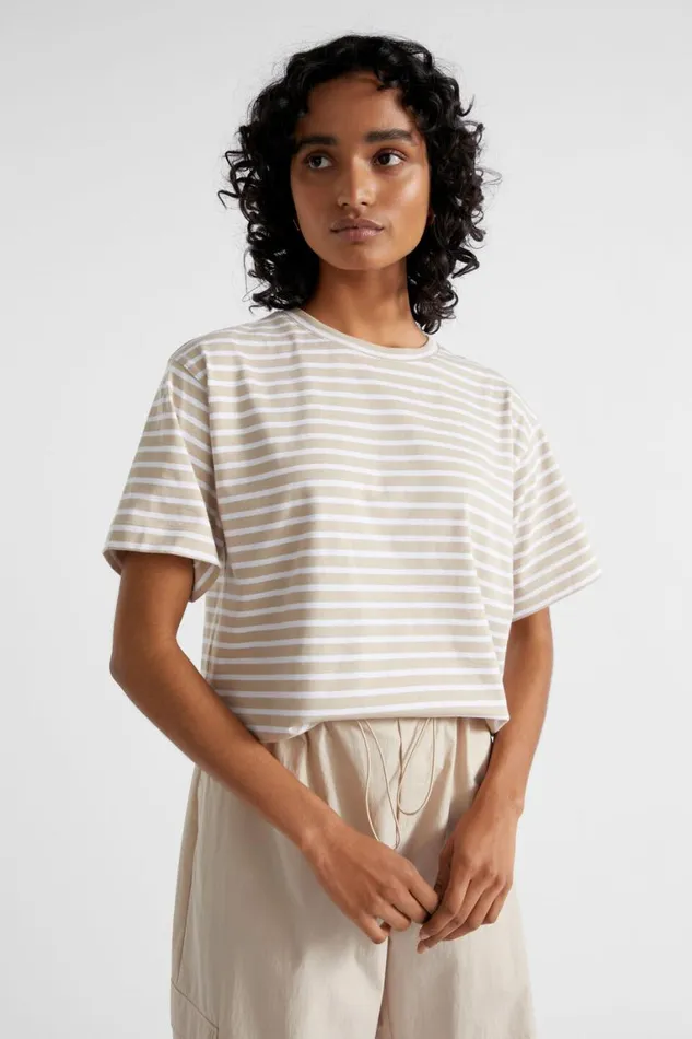 Seed Heritage TShirts and Tops Core Boyfriend Tee Cool Sand Stripe 8211 Woman