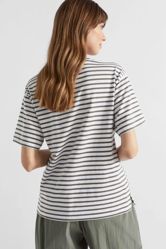 Seed Heritage TShirts and Tops Core Boyfriend Tee Smokey Olive Stripe 8211 Woman