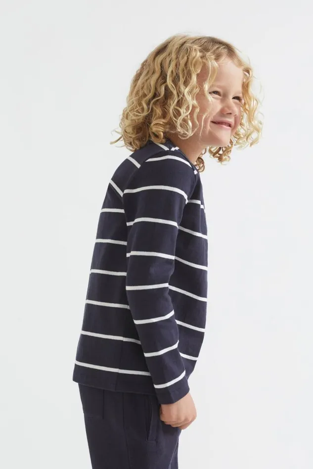 Seed Heritage TShirts and Tops Core Logo Rugby Tee Midnight Blue Stripe 8211 Boy
