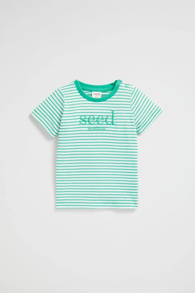 Seed Heritage TShirts and Tops Core Logo Tee Jade Green Stripe 8211 Baby