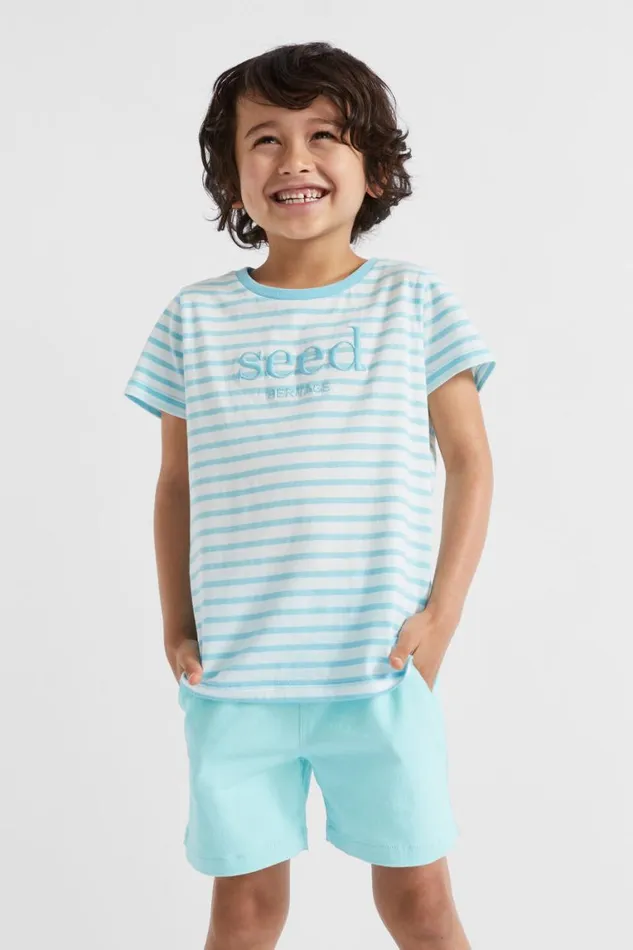 Seed Heritage TShirts and Tops Core Logo Tee Ocean Blue Stripe 8211 Boy