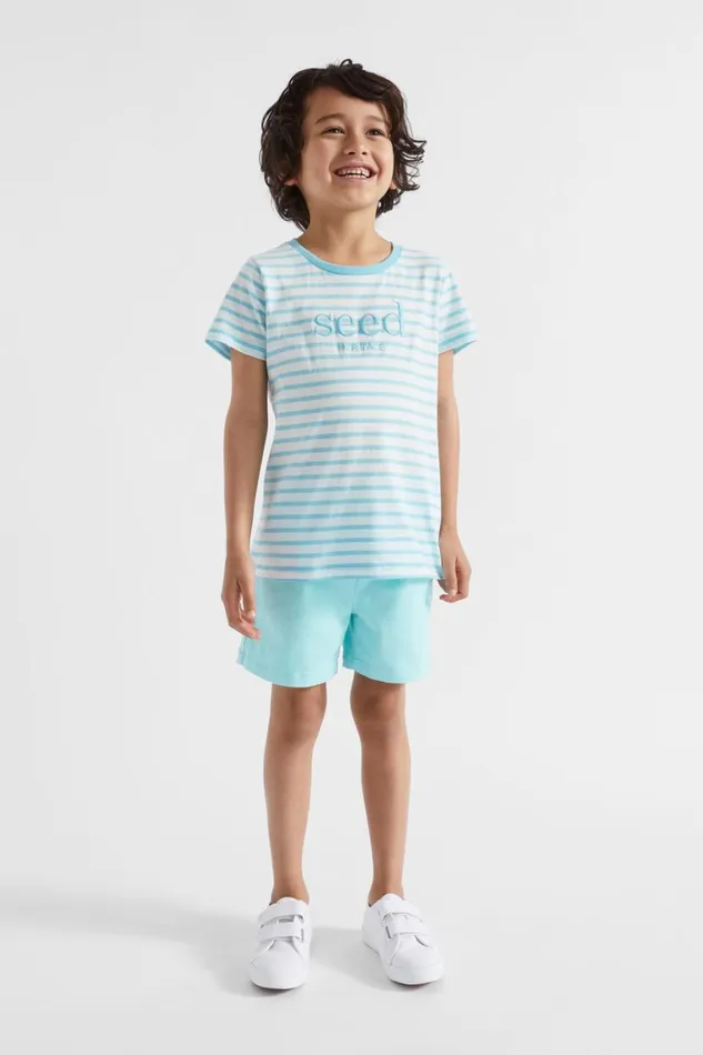 Seed Heritage TShirts and Tops Core Logo Tee Ocean Blue Stripe 8211 Boy