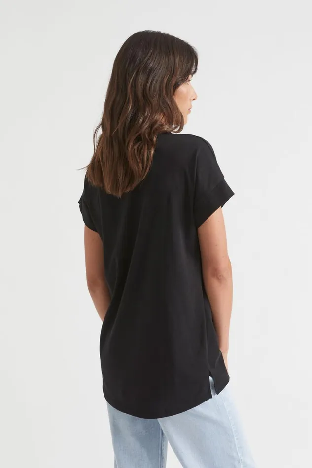 Seed Heritage TShirts and Tops Core Longline Tee Black 8211 Woman