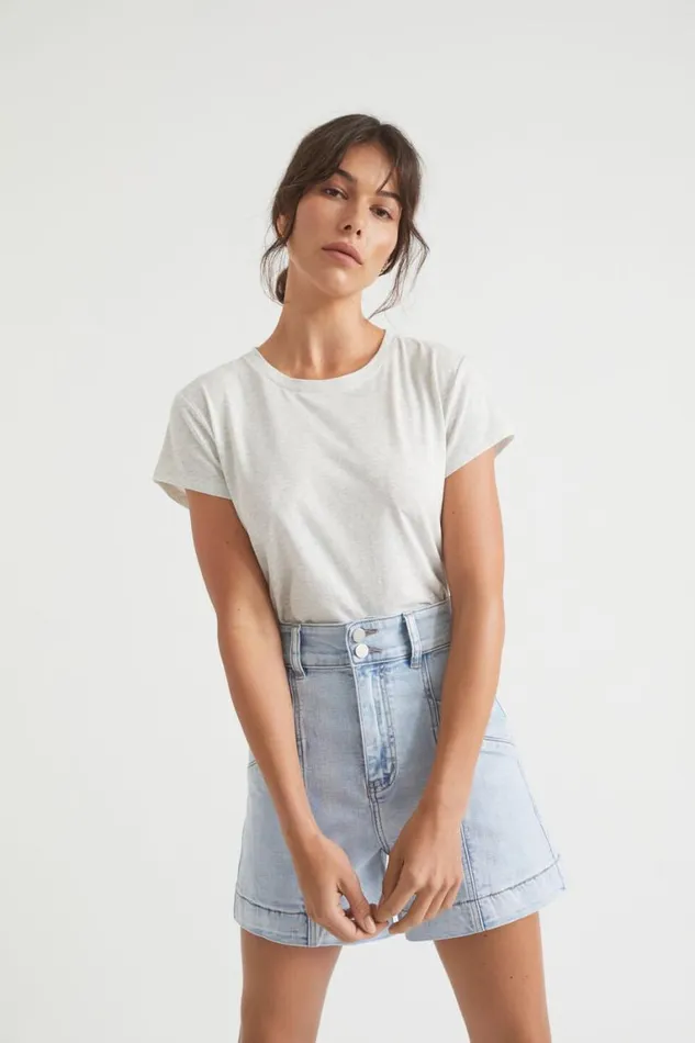 Seed Heritage TShirts and Tops Core Neat Tee Light Grey Marle 8211 Woman