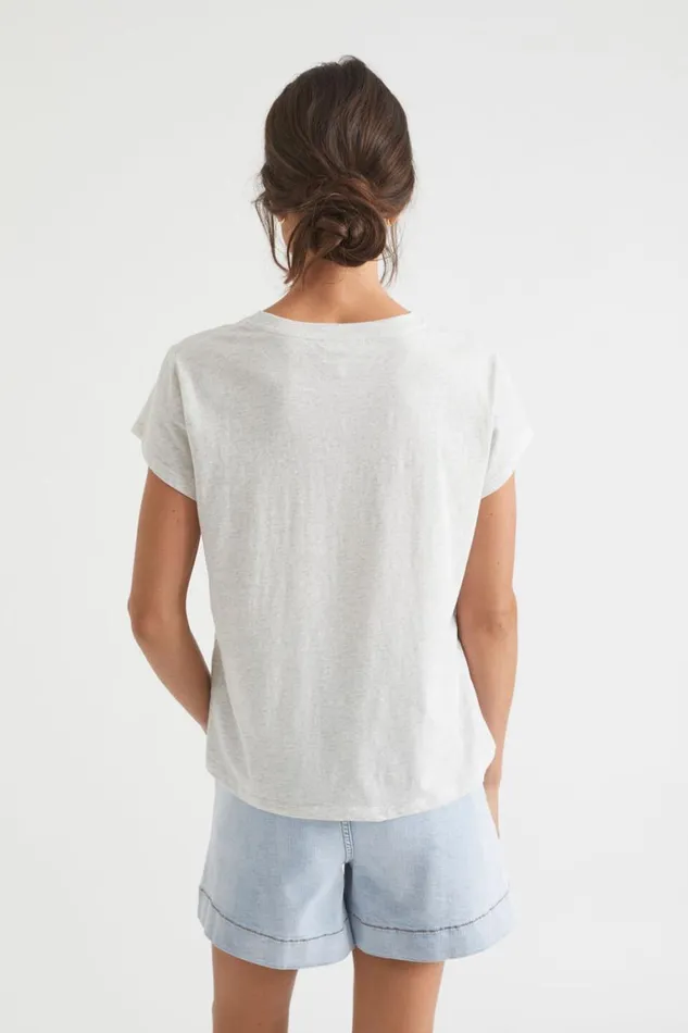 Seed Heritage TShirts and Tops Core Neat Tee Light Grey Marle 8211 Woman