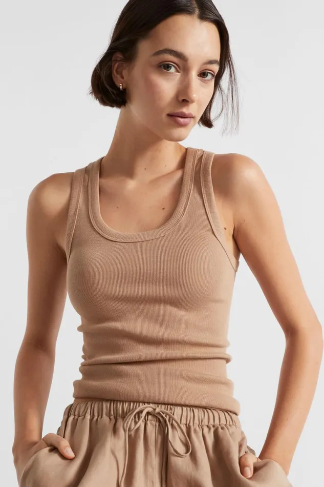 Seed Heritage TShirts and Tops Core Rib Singlet Barley 8211 Woman