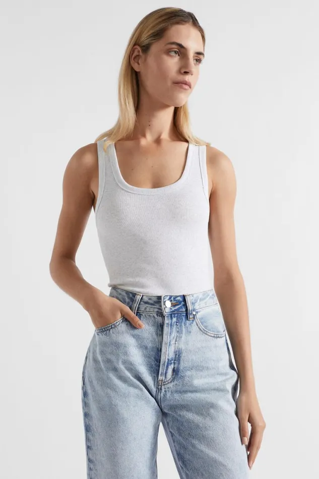Seed Heritage TShirts and Tops Core Rib Singlet Light Grey Marle 8211 Woman