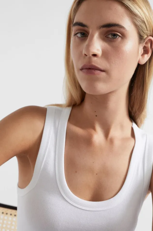 Seed Heritage TShirts and Tops Core Rib Singlet Whisper White 8211 Woman