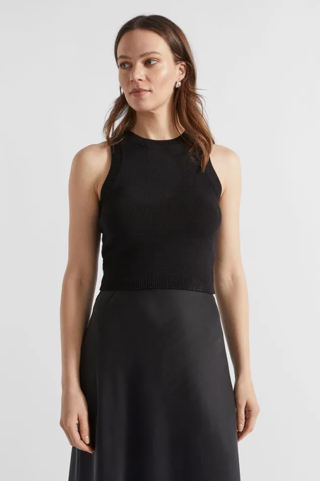 Seed Heritage TShirts and Tops Cotton Knit Top Black 8211 Woman