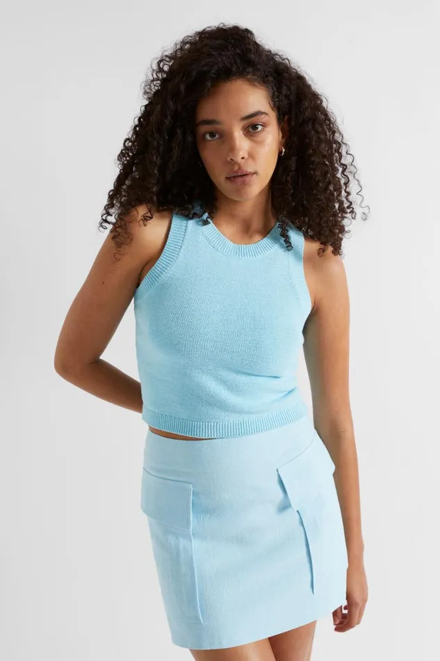 Seed Heritage TShirts and Tops Cotton Knit Top Shimmer Blue 8211 Woman