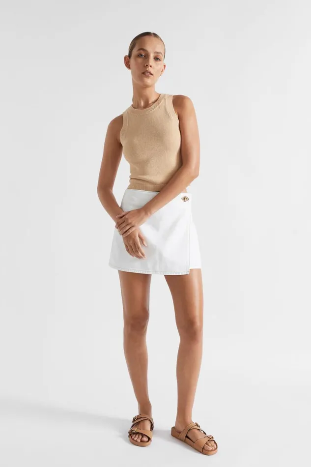 Seed Heritage TShirts and Tops Cotton Knit Top Soft Wheat 8211 Woman