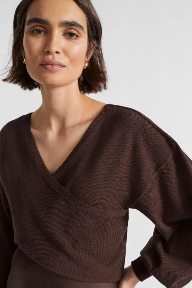 Seed Heritage TShirts and Tops Cotton Wrap Front Knit Deep Raisin 8211 Woman
