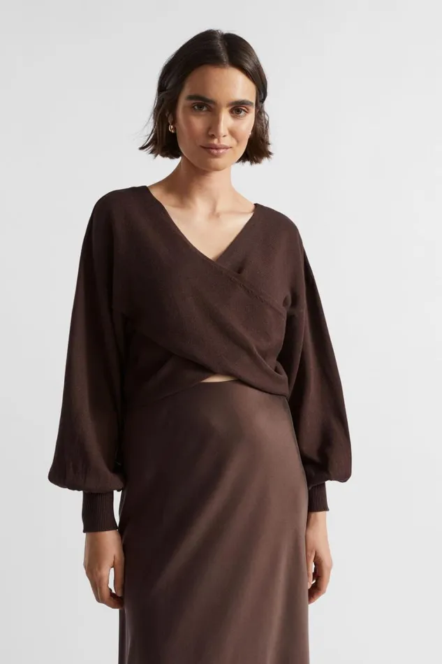 Seed Heritage TShirts and Tops Cotton Wrap Front Knit Deep Raisin 8211 Woman