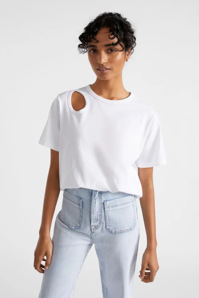 Seed Heritage TShirts and Tops Cut Out Boxy Tee Whisper White 8211 Woman