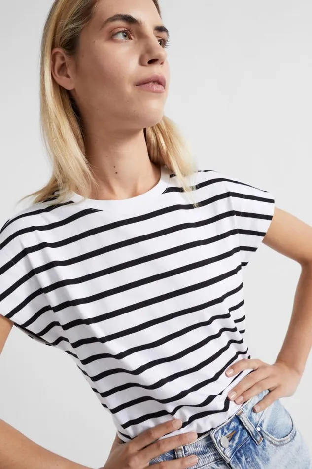 Seed Heritage TShirts and Tops Extended Shoulder Tee Mono Stripe 8211 Woman