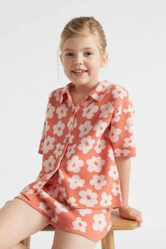 Seed Heritage TShirts and Tops Knit Jacquard Shirt Red Clay 8211 Girl