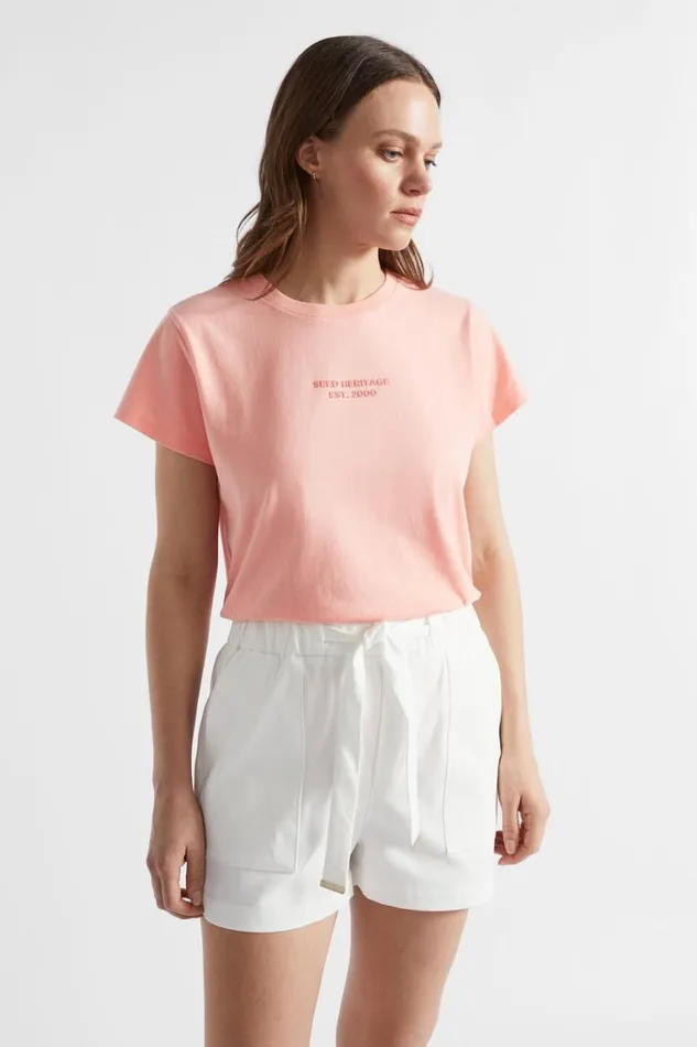 Seed Heritage TShirts and Tops Logo Printed Crew Tee Tulip Pink 8211 Woman Seed Heritage TShirts and Tops Logo Printed Crew Tee Tulip Pink 8211 Woman