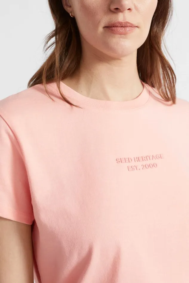Seed Heritage TShirts and Tops Logo Printed Crew Tee Tulip Pink 8211 Woman