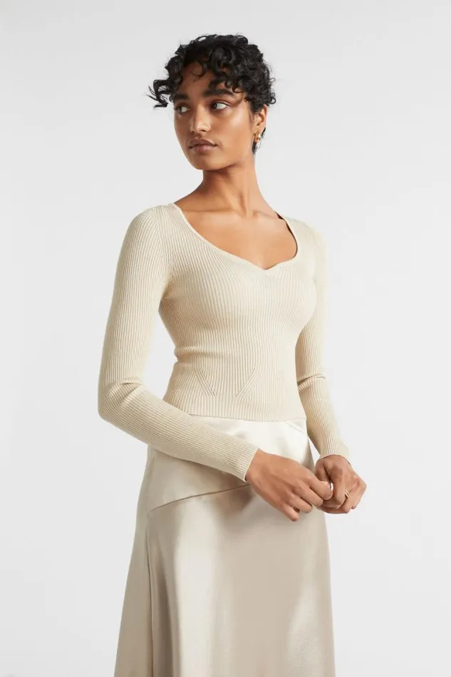 Seed Heritage TShirts and Tops Lurex Sweetheart Knit Cool Sand Shimmer 8211 Woman Seed Heritage TShirts and Tops Lurex Sweetheart Knit Cool Sand Shimmer 8211 Woman