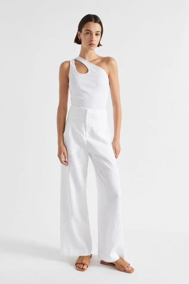 Seed Heritage TShirts and Tops One Shoulder Cut Out Tank Whisper White 8211 Woman