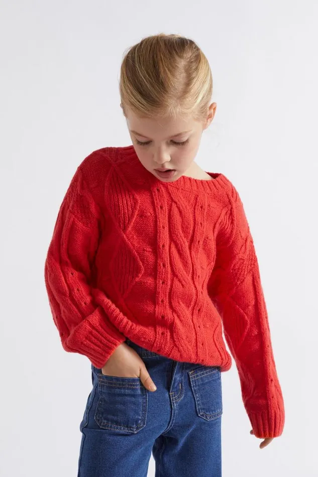 Seed Heritage TShirts and Tops Pompom Cable Knit Super Red 8211 Girl