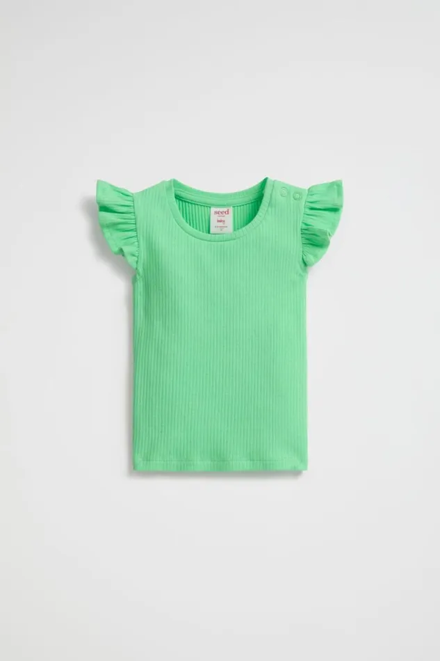 Seed Heritage TShirts and Tops Rib Frill Tank Pine Lime 8211 Baby