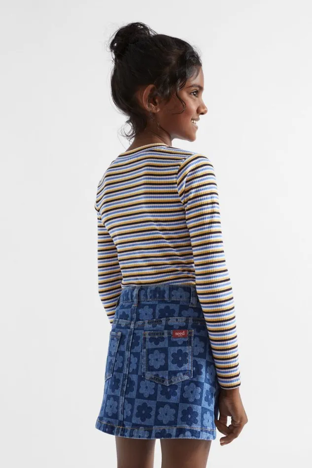 Seed Heritage TShirts and Tops Rib Stripe Tee Midnight Multi 8211 Girl