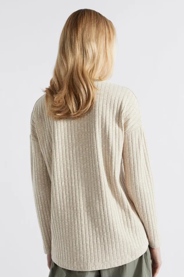 Seed Heritage TShirts and Tops Ribbed Long Sleeve Top Cool Sand Twist 8211 Woman