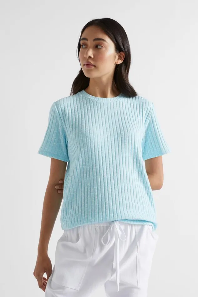 Seed Heritage TShirts and Tops Ribbed Short Sleeve Tee Shimmer Blue Twist 8211 Woman Seed Heritage TShirts and Tops Ribbed Short Sleeve Tee Shimmer Blue Twist 8211 Woman