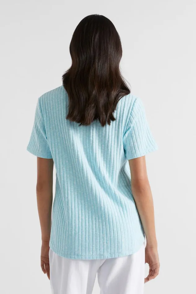 Seed Heritage TShirts and Tops Ribbed Short Sleeve Tee Shimmer Blue Twist 8211 Woman