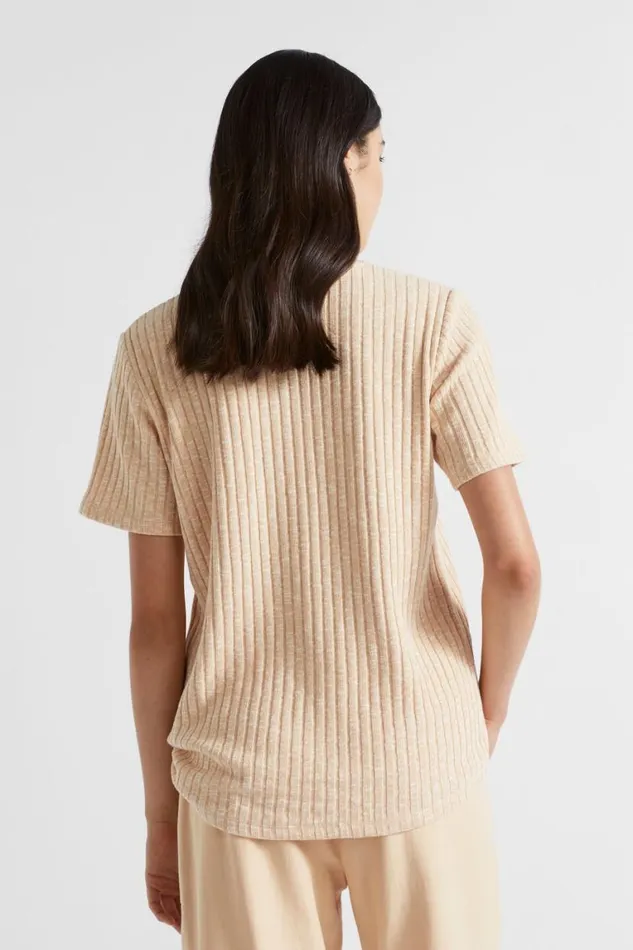 Seed Heritage TShirts and Tops Ribbed Short Sleeve Tee Soft Wheat Twist 8211 Woman