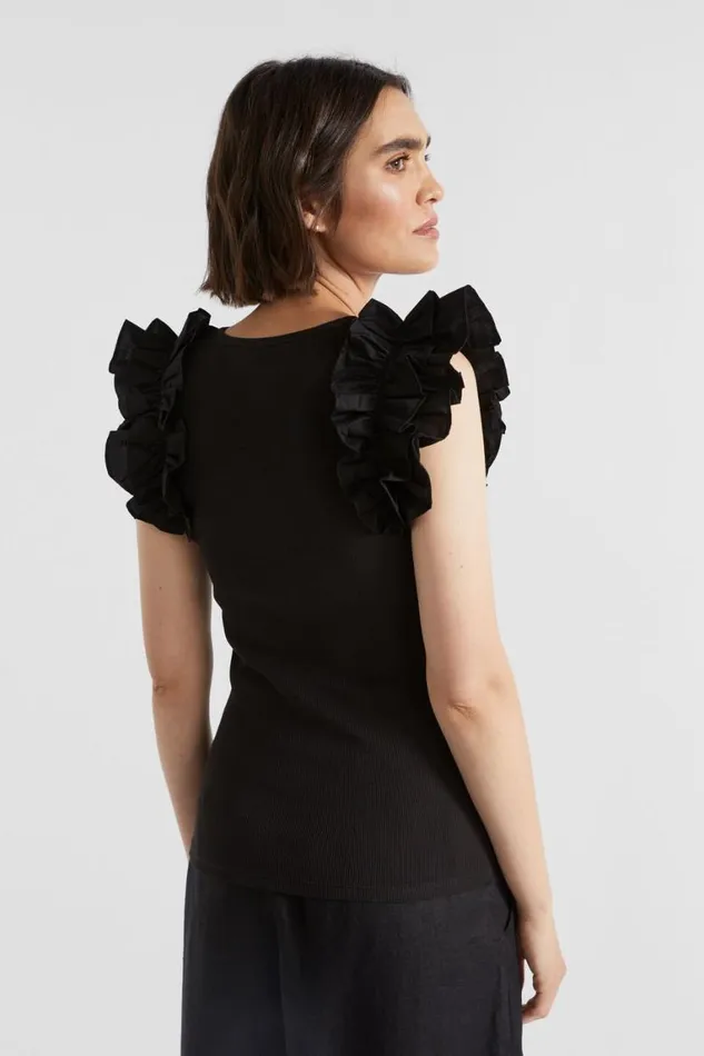 Seed Heritage TShirts and Tops Ruffle Detail Tee Black 8211 Woman
