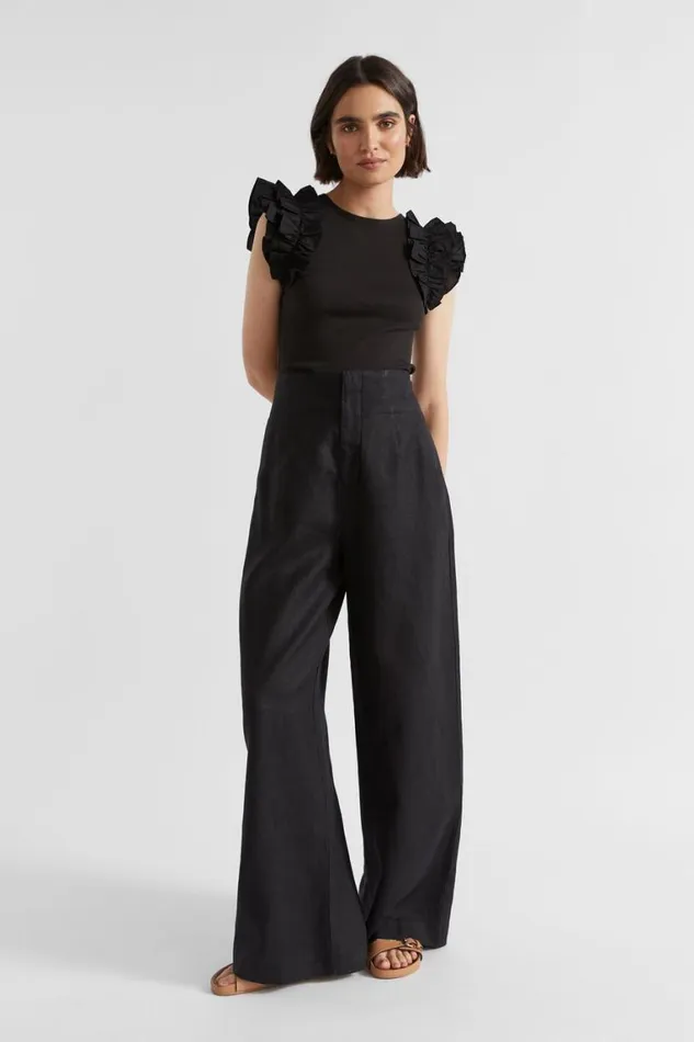 Seed Heritage TShirts and Tops Ruffle Detail Tee Black 8211 Woman