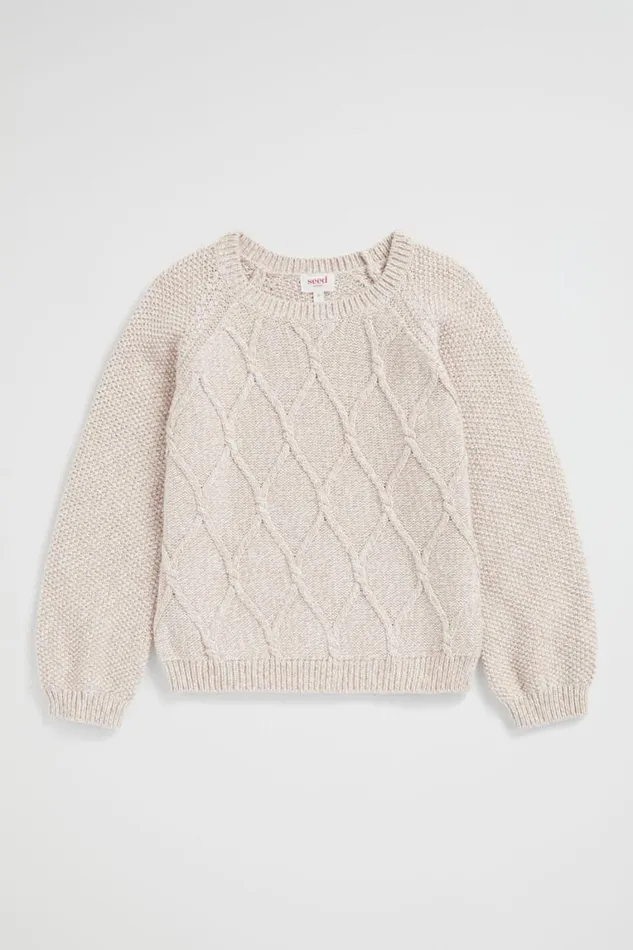 Seed Heritage TShirts and Tops Speckle Cable Knit Chai 8211 Girl