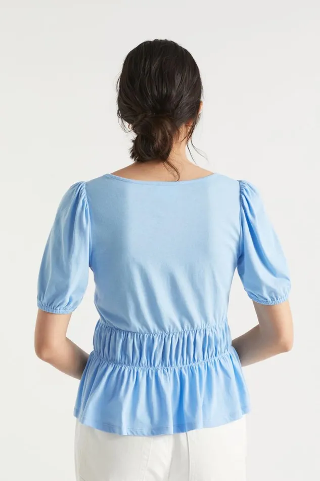 Seed Heritage TShirts and Tops Square Neck Ruched Tee Bluebell 8211 Woman