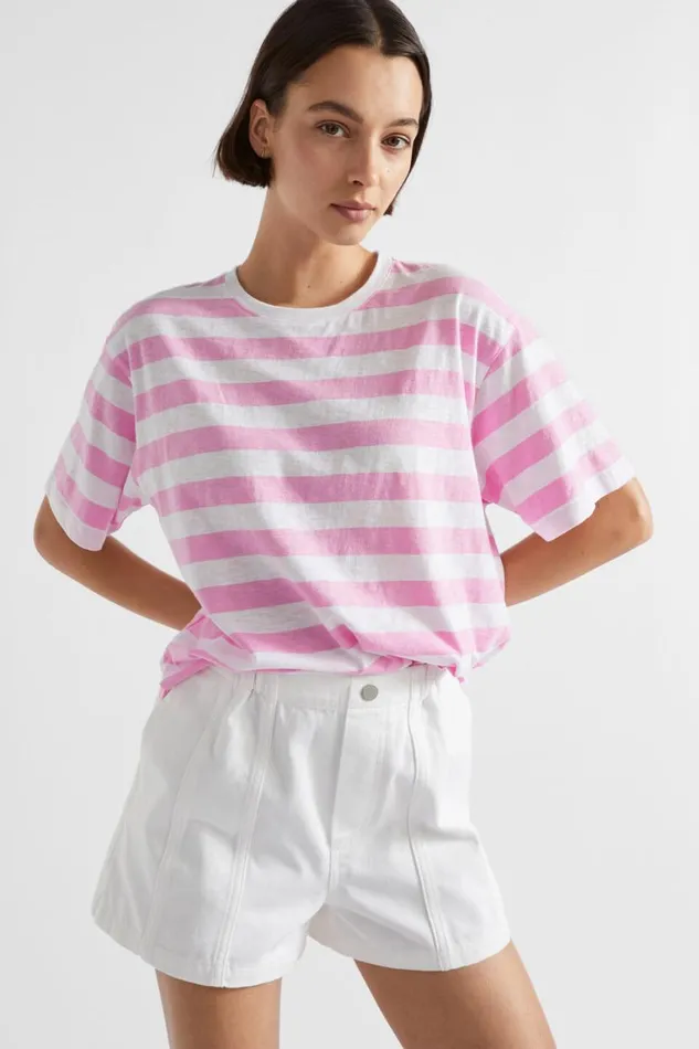 Seed Heritage TShirts and Tops Stripe Boxy Tee Pink Gin Stripe 8211 Woman