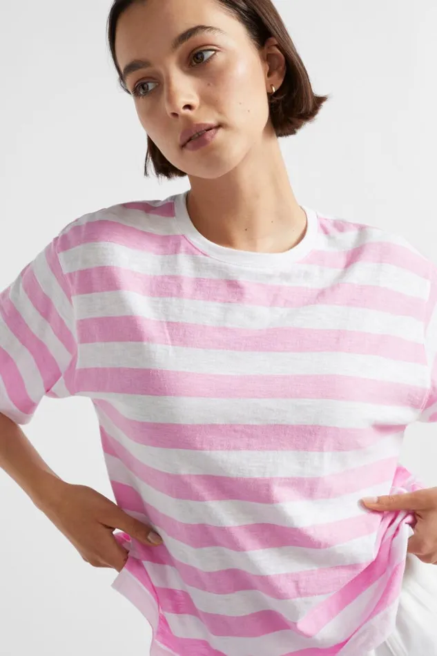 Seed Heritage TShirts and Tops Stripe Boxy Tee Pink Gin Stripe 8211 Woman