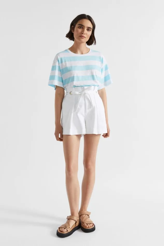 Seed Heritage TShirts and Tops Stripe Boxy Tee Shimmer Blue Stripe 8211 Woman Seed Heritage TShirts and Tops Stripe Boxy Tee Shimmer Blue Stripe 8211 Woman