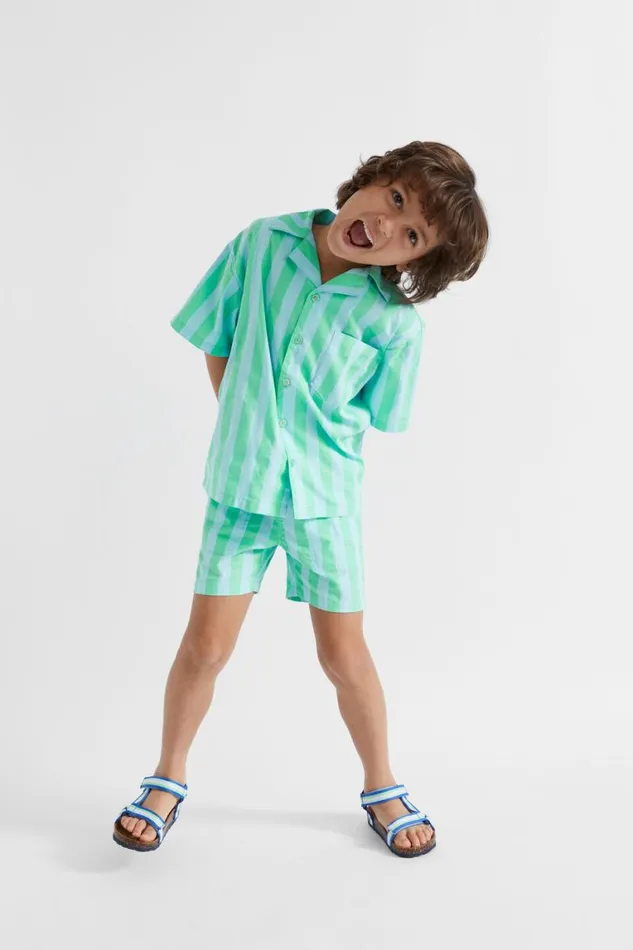Seed Heritage TShirts and Tops Stripe Camp Shirt Ocean Blue 8211 Boy