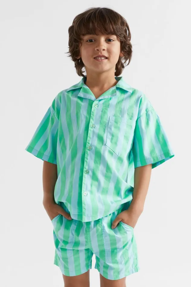 Seed Heritage TShirts and Tops Stripe Camp Shirt Ocean Blue 8211 Boy
