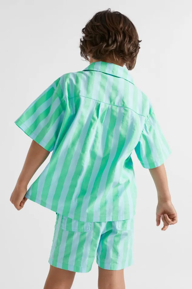 Seed Heritage TShirts and Tops Stripe Camp Shirt Ocean Blue 8211 Boy
